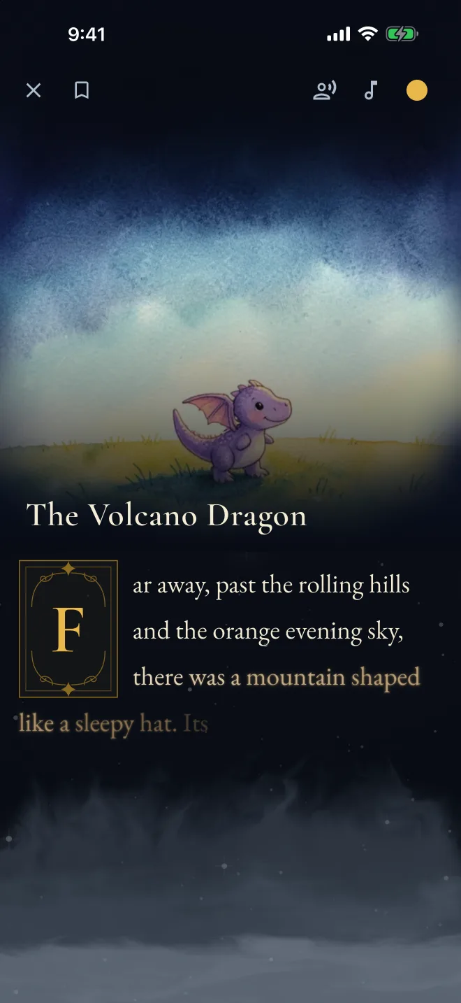 A story being written in, word by word, under its illustrated cover